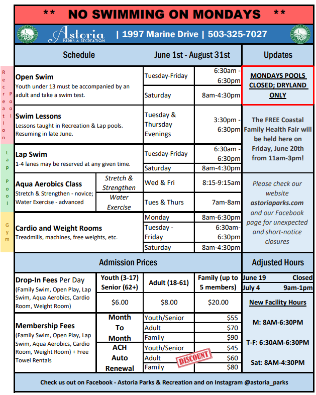 NEW schedule - SUMMER 2025 NEW schedule - SUMMER 2025
